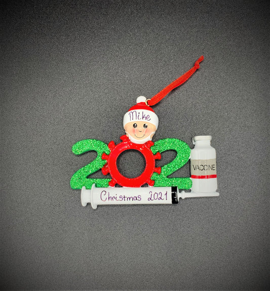 2021 Family Vaccine Ornament, Personalize Vaccinated Ornament, 2021 Custom Christmas Ornament, Christmas Decoration Mask Family ornament