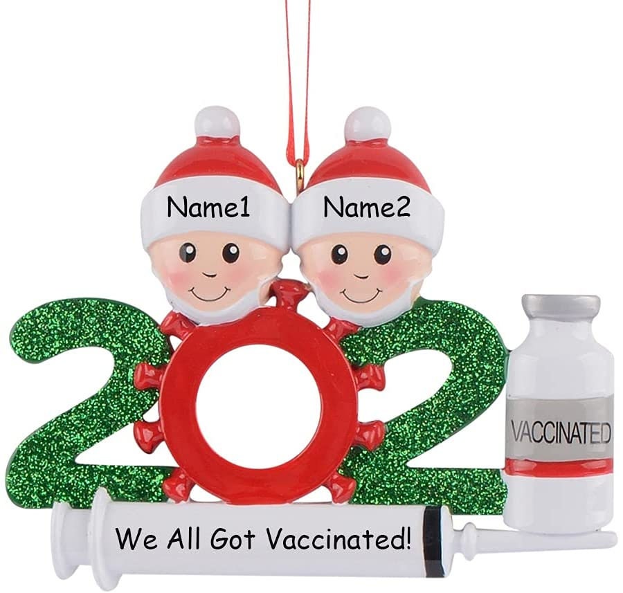 2021 Vaccinated Ornament,  Christmas Decoration Ornament Personalized Family Ornament 2021 Family Christmas Ornament with Pets Ornament