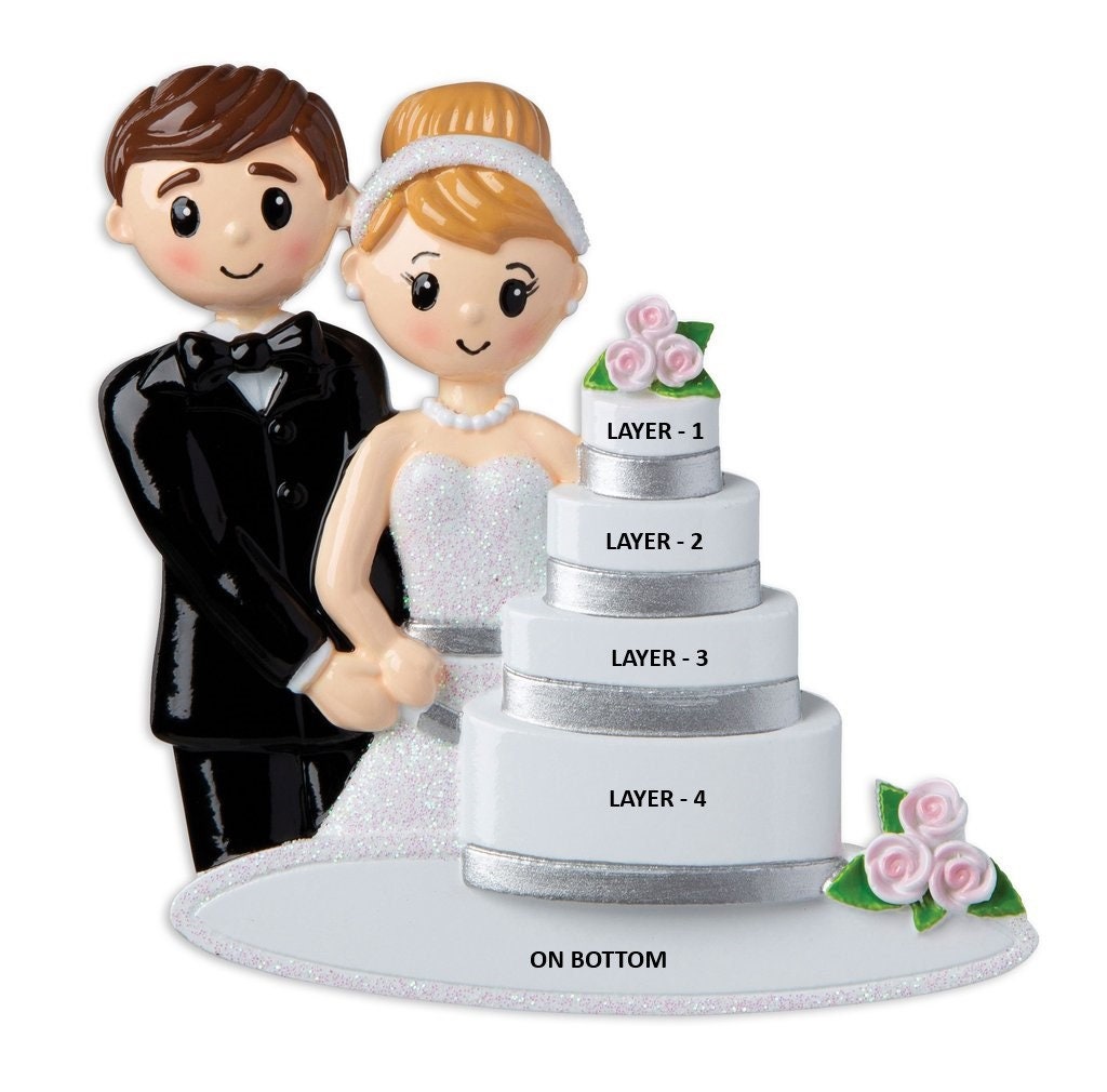 2024 Couple Wedding Personalized Ornament with Cake, 2024 Couple Married with Cake Personalized Ornament, 1st Married Christmas Ornament