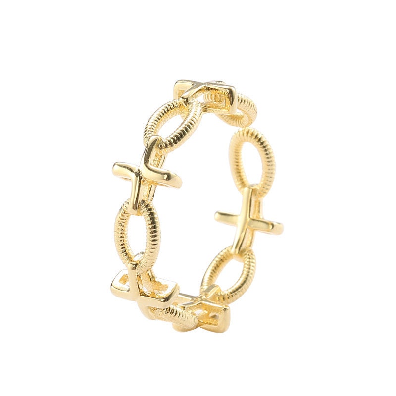 Link Chain Ring, Gold Chain Ring, Gold Stacking Ring, Thick Chain Ring,Long Link Chain Ring, Statement Ring, Long Link Ring, Minimalist Ring