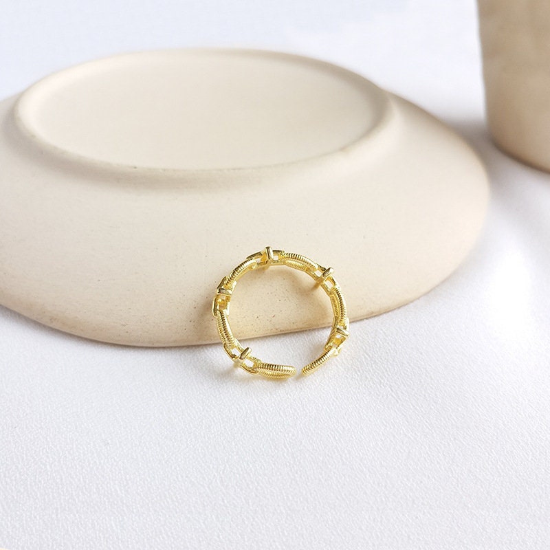 Link Chain Ring, Gold Chain Ring, Gold Stacking Ring, Thick Chain Ring,Long Link Chain Ring, Statement Ring, Long Link Ring, Minimalist Ring