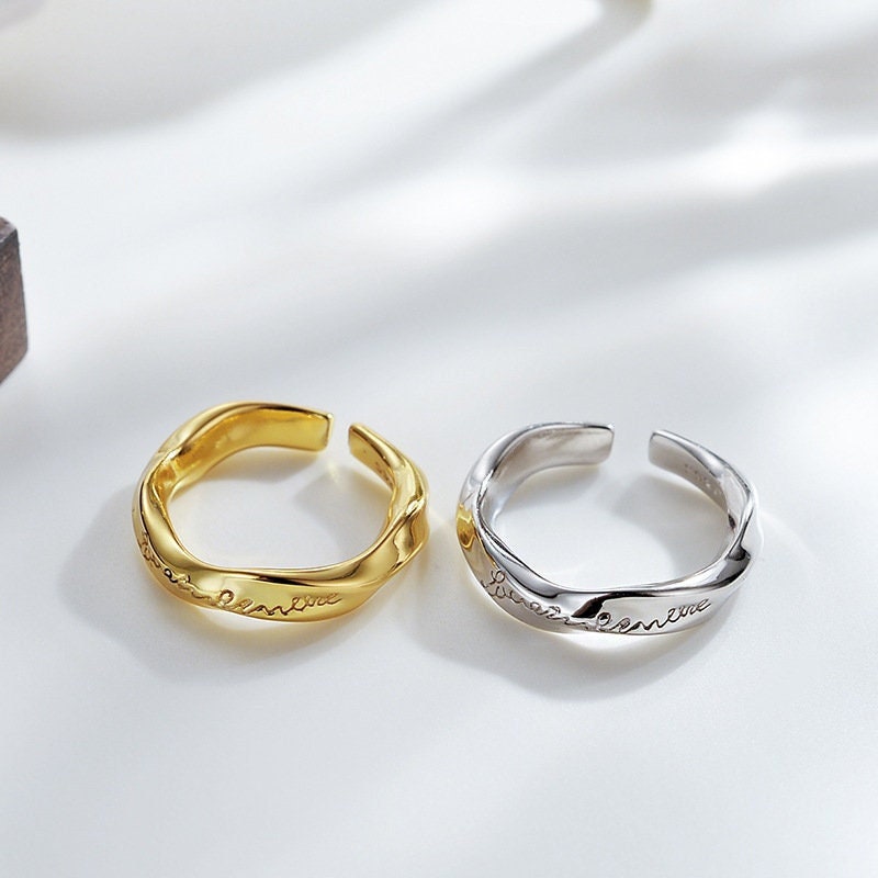 Irregular Wave Ring, Minimalist Gold Adjustable Ring, Asymmetric Ring, Chunky Ring, Hollow Ring, Streetwear Ring, Cool Ring, Fashion Ring