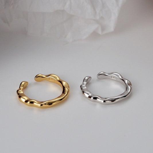 18K Gold Shape Rings, Minimalist Wave Ring, Wave Ring, Asymmetric Gold Ring, Irregular Wave Gold Ring, Gold Minimalist Ring, Chunky Ring