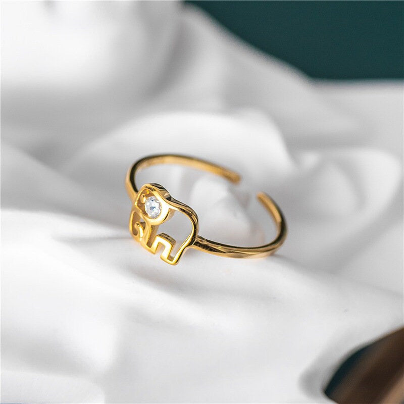 Elephant Ring, Dainty Ring, Animal Ring, Unique Ring, Minimal Stackable Ring, Opening Ring, Adjustable Stacking Minimal Rings, Fashion Ring