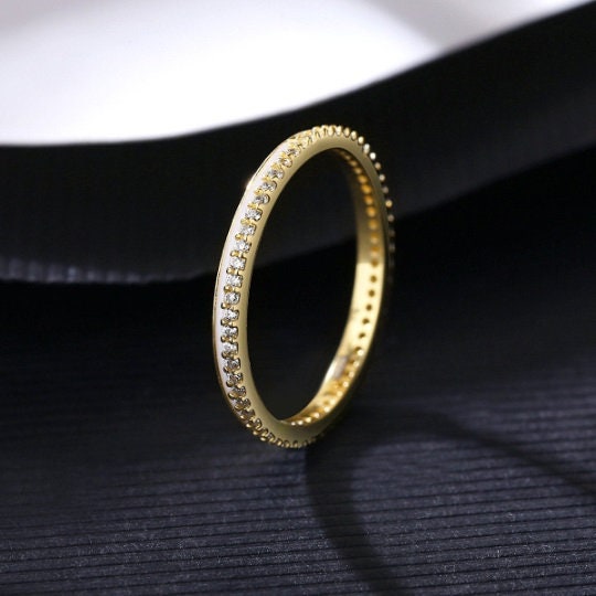 Dainty Diamond Stacking Ring,  Eternity Ring,  Gold Minimalist Ring, CZ Ring, Simple Diamond Ring, Silver Ring, Delicate Ring, Eternity Band