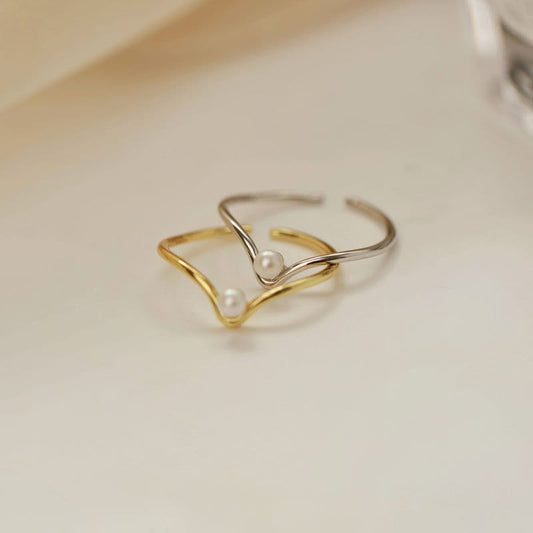 Pearl ring, Minimalist ring, Thin ring, Tiny ring, Simple ring, Stacking  Dainty ring, Shiny ring, Adjustable Pearl Ring, Dainty Pearl Ring