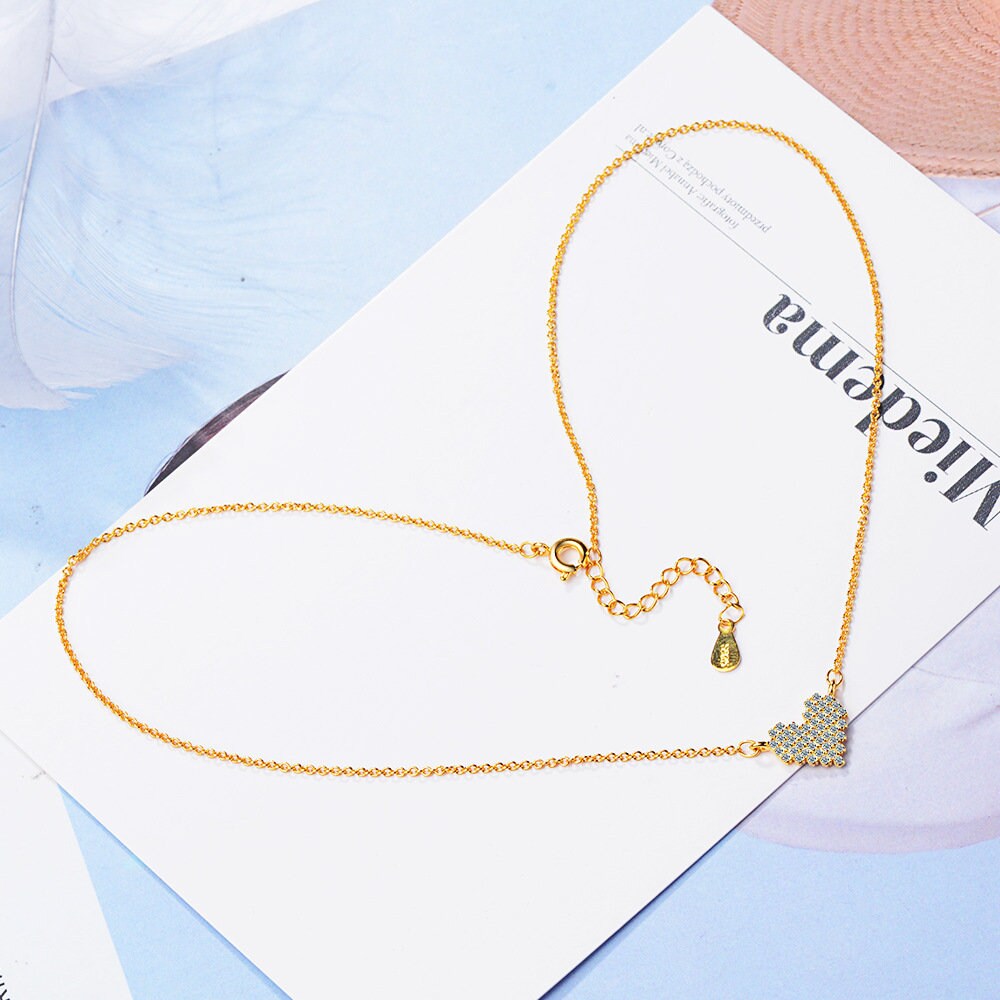 Pixel Heart Charm Necklace, Dainty Necklace, Tiny Heart Necklace, Tiny Minimalist Necklace, Bridesmaid Gift, Modern Necklace, Tiny Heart