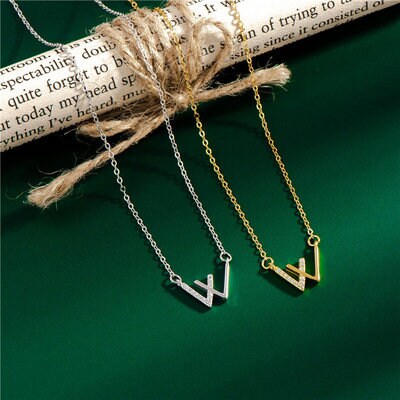Gold W Necklaces, Thin Gold Chevron Necklace, Chevron Bar Necklace, Chevron Pendant, Gold Bar Necklace, Minimalist, Minimal, Delicate,