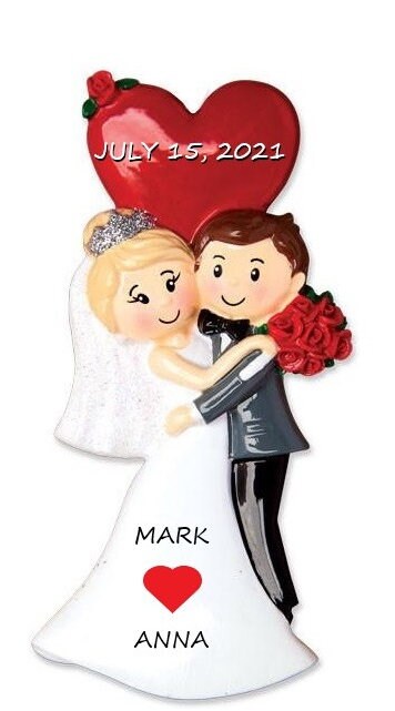 Couple Wedding Personalized Ornament-Christmas Newlywed Ornament Personalized Wedding Couple Christmas Ornament First Married Christmas