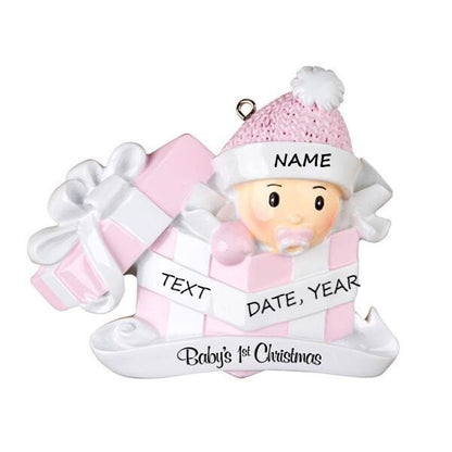 2024 Baby Boy and Baby Girl in Personalized Present Ornament, 2024 New Baby's First Christmas Ornament, Personalized Christmas Ornament Gift
