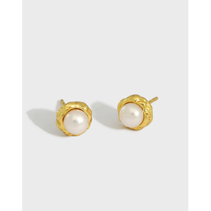 18K Gold Vermeil Freshwater Pearl Studs, Real Pearl Studs, Dainty Pearl earrings, Small bridesmaids earrings,  Wedding Pearl Earrings Studs