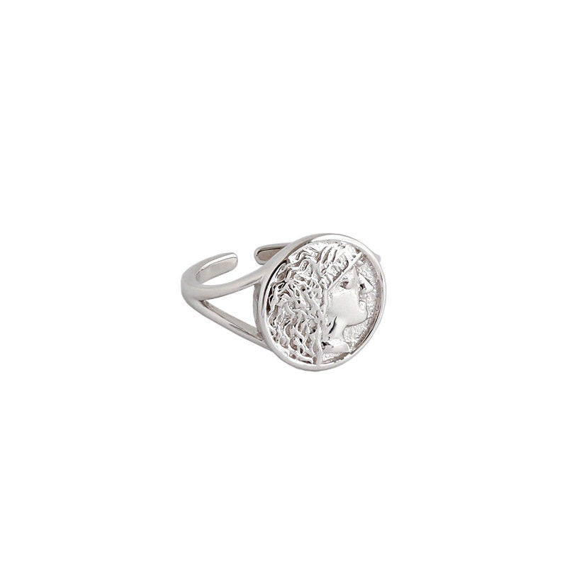 18K Gold Vermeil Tiny Roman Coin Ring, Signet Ring, Dainty Ring, Caesar Intaglio Roman Coin Ring, Midi Ring, Solitaire Ring, Gift for Mom
