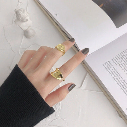 18K Gold Vermeil Tiny Roman Coin Ring, Signet Ring, Dainty Ring, Caesar Intaglio Roman Coin Ring, Midi Ring, Solitaire Ring, Gift for Mom