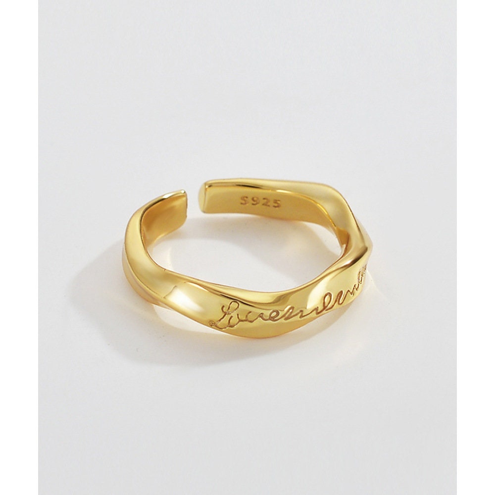 Irregular Wave Ring, Minimalist Gold Adjustable Ring, Asymmetric Ring, Chunky Ring, Hollow Ring, Streetwear Ring, Cool Ring, Fashion Ring