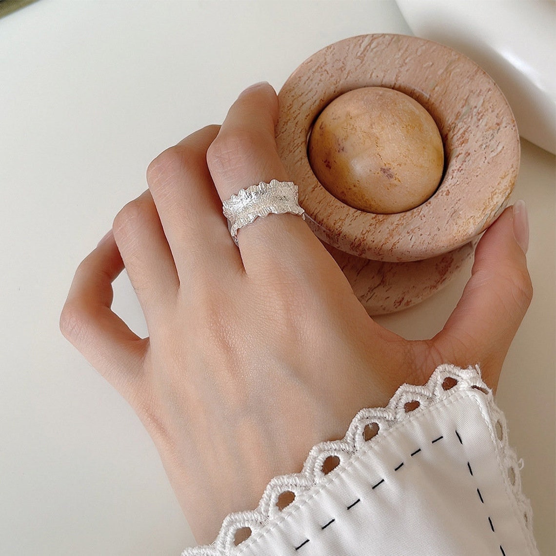 18K Gold Thick Wave Ring, Wave Band, Dome Ring , Minimalist Ring, Adjustable Ring, Rustic Ring, Thumb Ring, Statement Rings, Fidget Ring