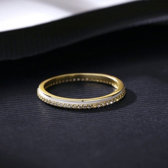 Dainty Diamond Stacking Ring,  Eternity Ring,  Gold Minimalist Ring, CZ Ring, Simple Diamond Ring, Silver Ring, Delicate Ring, Eternity Band