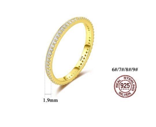 Dainty Diamond Stacking Ring,  Eternity Ring,  Gold Minimalist Ring, CZ Ring, Simple Diamond Ring, Silver Ring, Delicate Ring, Eternity Band