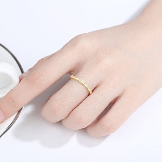 Dainty Diamond Stacking Ring,  Eternity Ring,  Gold Minimalist Ring, CZ Ring, Simple Diamond Ring, Silver Ring, Delicate Ring, Eternity Band