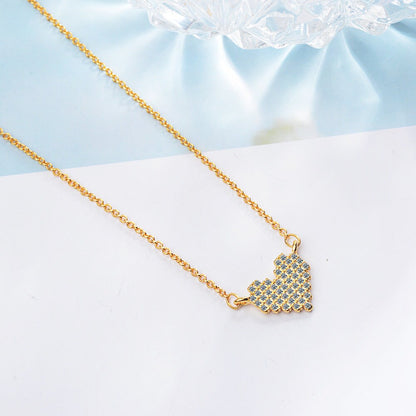 Pixel Heart Charm Necklace, Dainty Necklace, Tiny Heart Necklace, Tiny Minimalist Necklace, Bridesmaid Gift, Modern Necklace, Tiny Heart