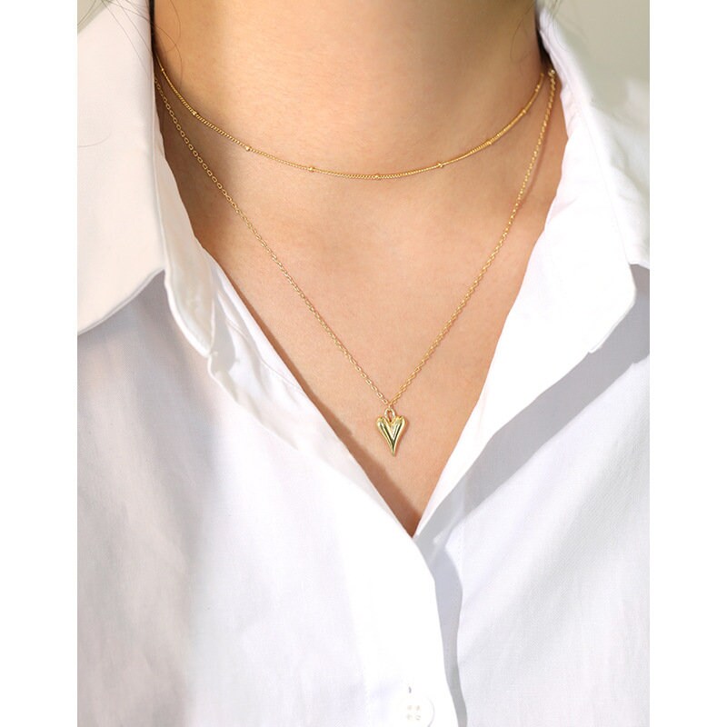 Dainty Heart Necklace, Tiny Heart Necklace, Heart Necklace, Silver Heart Necklace, Layered Necklace, Everyday Jewelry, Simple Necklace
