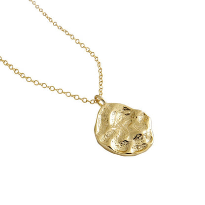 18K Gold Vermeil Hammered Disc Pendant Layering Necklace, Tiny Gold Necklace, Hammered Circle, Simple silver necklace, Hammered, Gold,Circle