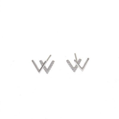 Mini W Earrings, Letter Ear Studs, Minimalist Earring, Daily Studs Earrings, Sparkly earring, Arrowhead Stud Earrings,  Chevron Stud Earring