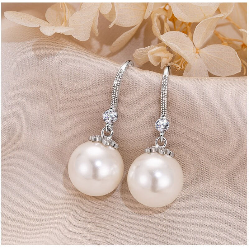 Pearl Bridal Earrings, Classic Pearl Wedding Earrings, Bridesmaid earrings, Pearl drop Earrings, Hoop Drop Stud Earrings with Baroque Pearls