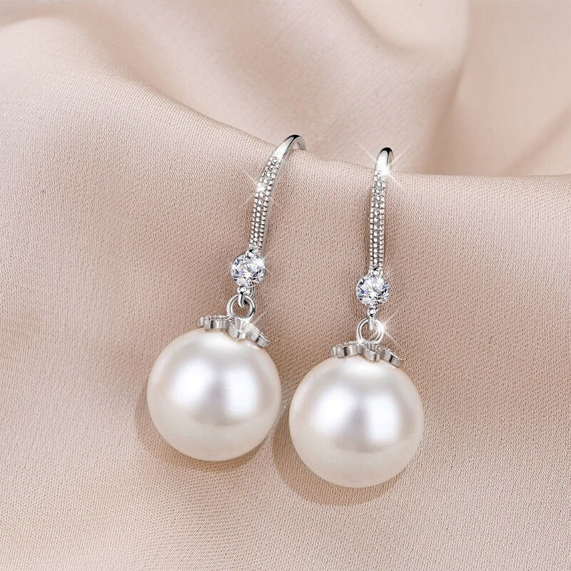 Pearl Bridal Earrings, Classic Pearl Wedding Earrings, Bridesmaid earrings, Pearl drop Earrings, Hoop Drop Stud Earrings with Baroque Pearls