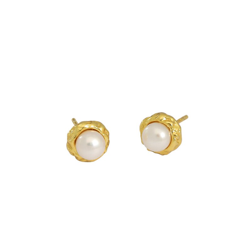 18K Gold Vermeil Freshwater Pearl Studs, Real Pearl Studs, Dainty Pearl earrings, Small bridesmaids earrings,  Wedding Pearl Earrings Studs