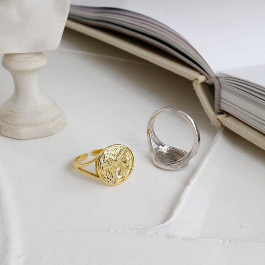 18K Gold Vermeil Tiny Roman Coin Ring, Signet Ring, Dainty Ring, Caesar Intaglio Roman Coin Ring, Midi Ring, Solitaire Ring, Gift for Mom
