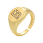 18K Gold Vermeil Initial Letter Ring, Signet Ring Gold Initial Letter CZ Stone, Dainty Round Signet Ring, Gold Monogram Personalized ring