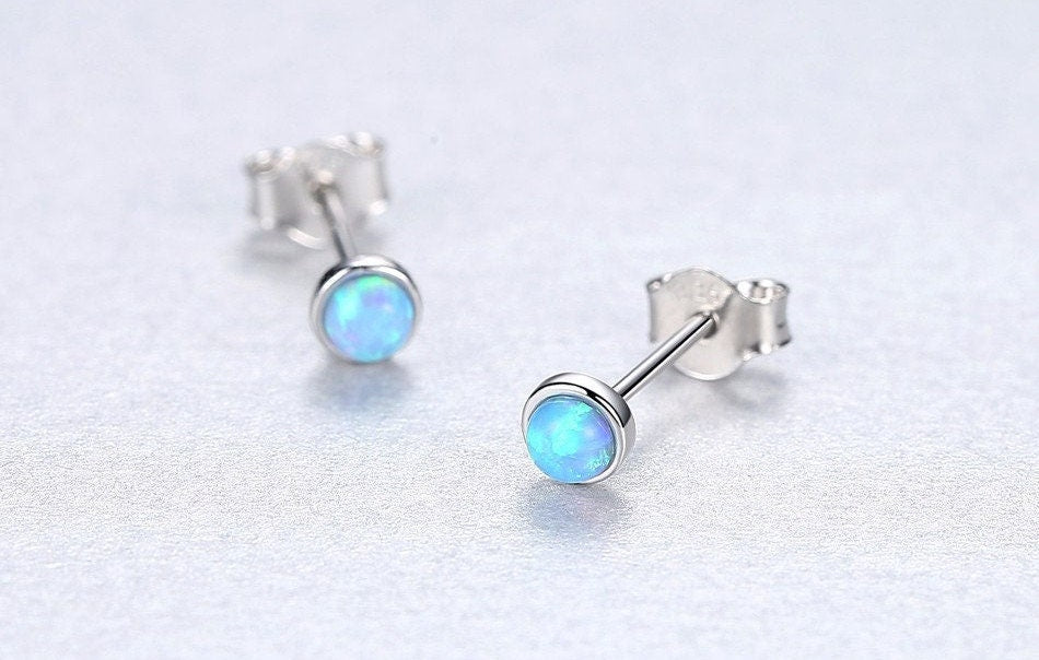 Tiny Opal Stud Earring