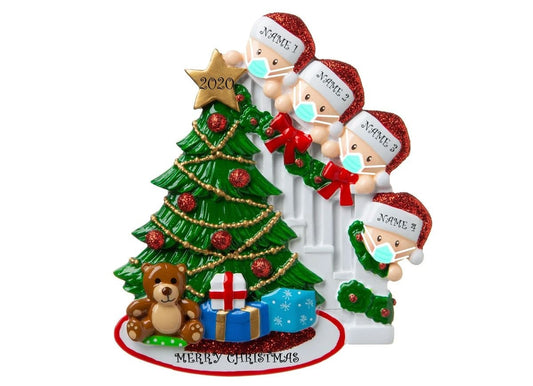 Quarantine Peeking Family Personalized Christmas Ornament