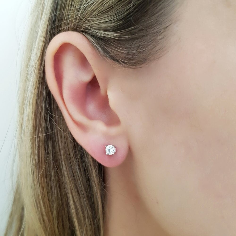 Tiny Diamond Stud Earrings, Round Cut Diamond Stud, Dainty CZ Stud, 6mm Diamond Studs, Minimalist Earrings, Gift for Her, Small Diamond Ring