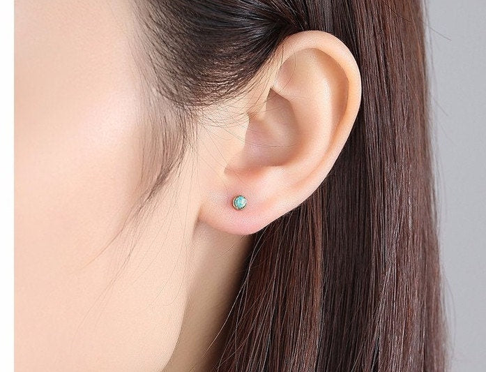 Tiny Opal Stud Earring