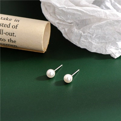 Pearl Stud Earrings, Bridesmaid Earrings and  Bridal  Real Pearl Stud Earrings, Wedding earrings Bridal Gifts, 6mm Freshwater Pearl Studs