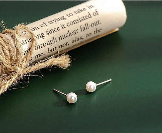 Pearl Stud Earrings, Bridesmaid Earrings and  Bridal  Real Pearl Stud Earrings, Wedding earrings Bridal Gifts, 6mm Freshwater Pearl Studs