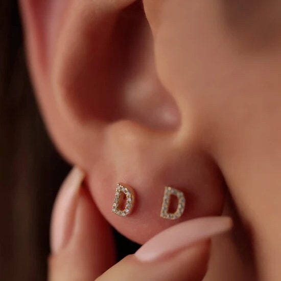 Alphabet Stud initial Earring