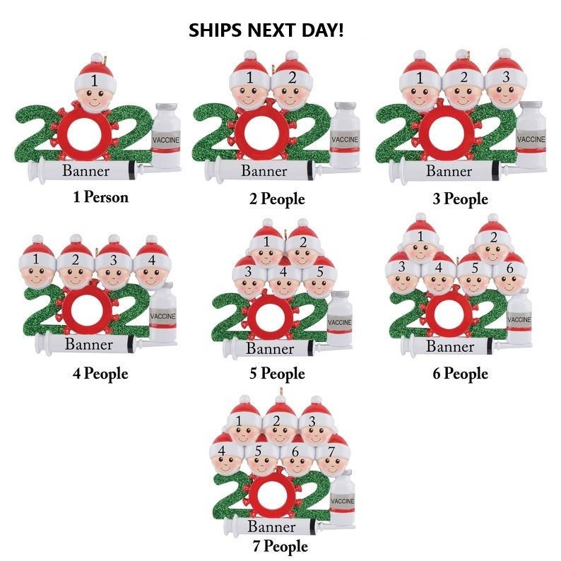 2021 Vaccinated Ornament,  Christmas Decoration Ornament Personalized Family Ornament 2021 Family Christmas Ornament with Pets Ornament