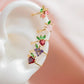 Multicolor Cubic Zircon Cuff Huggie Earrings,  Adjustable Earring, Cute Fruit Lady Earrings