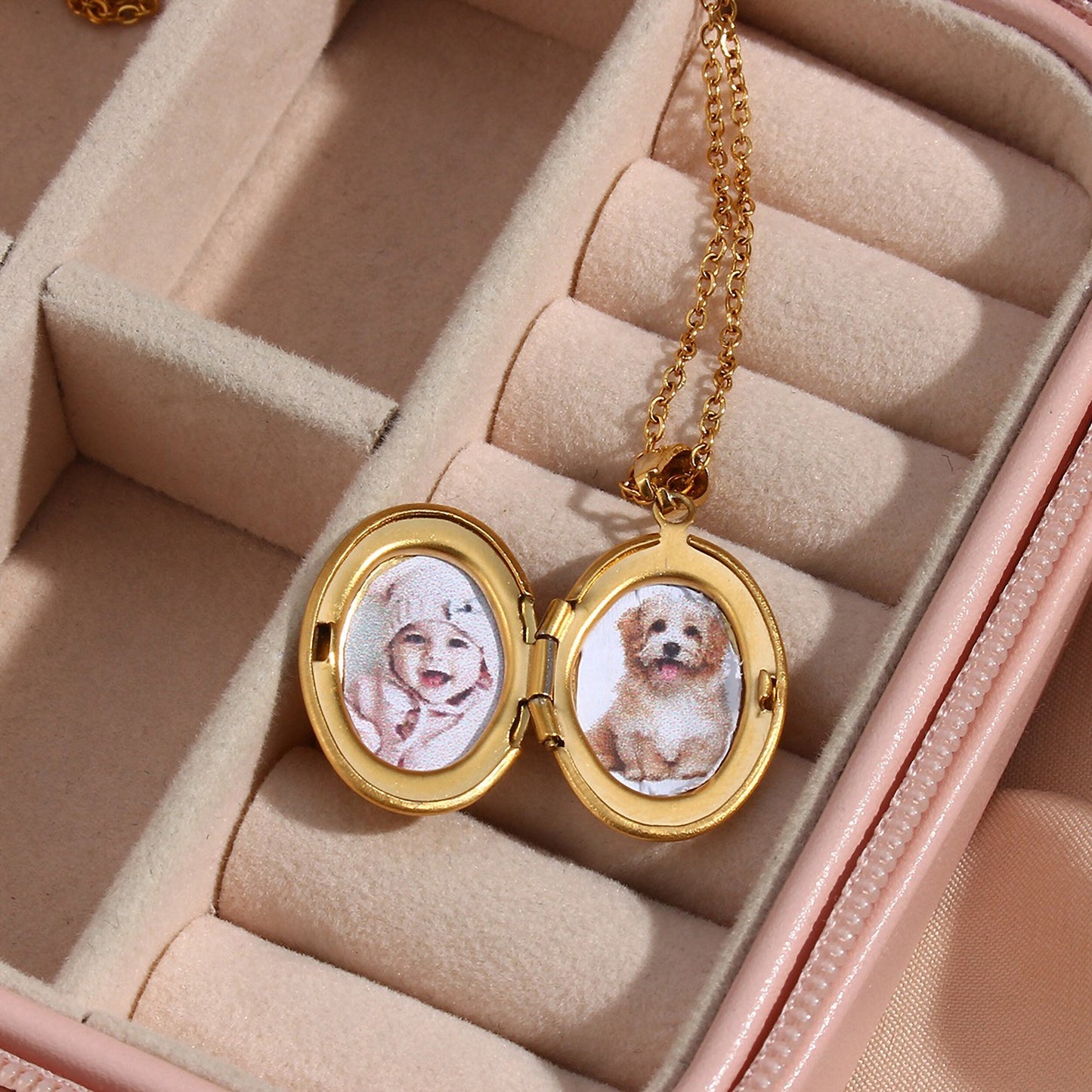 Oval Custom Picture Frame Locket Pendant Necklace Stainless Steel Gold Plated Picture Necklace Pendant Jewelry