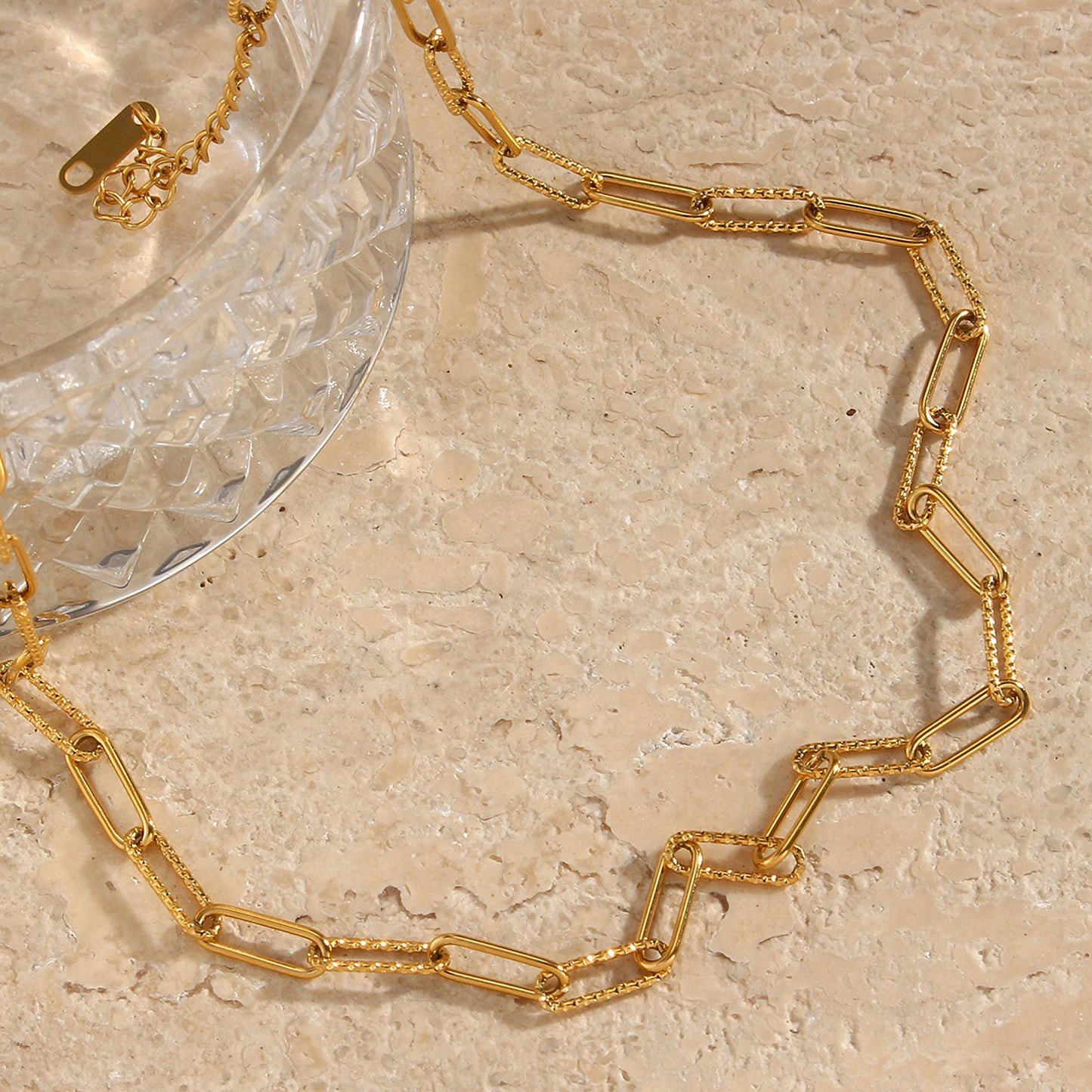 18K Gold Plated Super Thin Twisted Texture Stainless Steel Chain Necklace,  Jewelry Necklace For Women