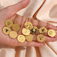 18K Gold Tarnish Free Irregular Disc Horoscope Stainless Steel Link Chain Pendant Necklace