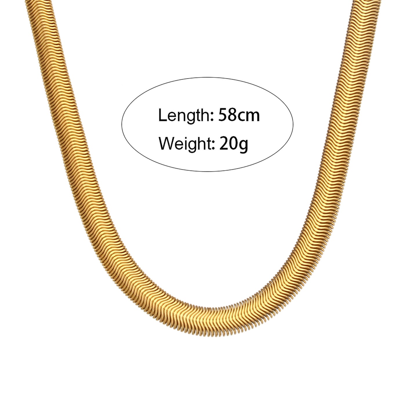18K Gold Plated Tarnish Free Jewelry Chunky 5mm Blade Chain Necklace Gold Plated Stainless Steel Long Chain Necklace Stacked Necklaces