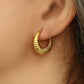 18K Gold Plated Thin Type Classical Solid Huggie Croissant Hoop Earring Stainless Steel  Jewelry 2022