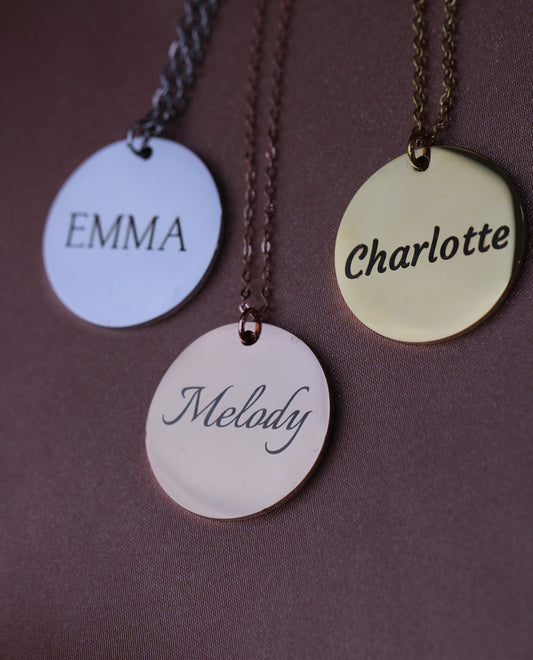 Custom Disc Necklace, Personalized Name Necklace, Kids Name Necklace, Dainty Coin Necklace, Engraved name Necklace, Personalized Gift, Gifts