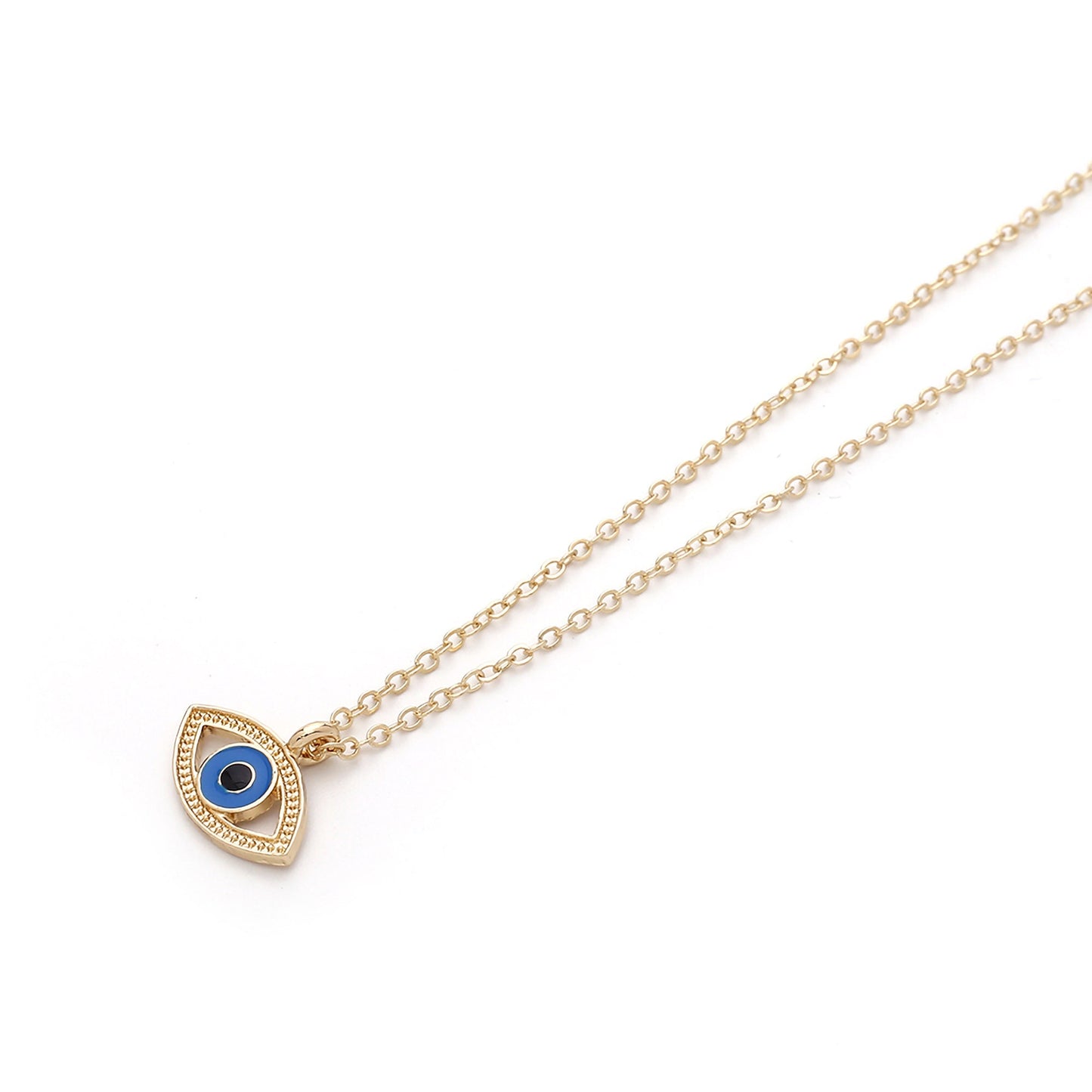 Gold Chain Crystal Eye Coin Pendant Necklace