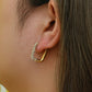 18K Gold Plated Elegant Geometric Zircon Huggie Earrings,  Diamond Square Hoop Earrings,  Gold Plated Stainless Steel Hoop Earring