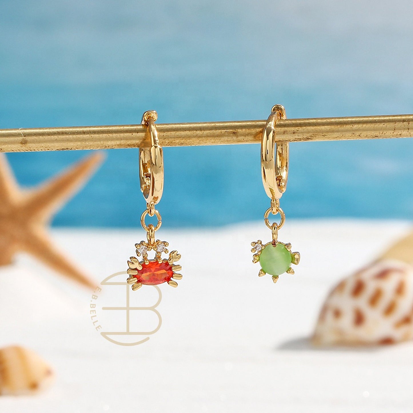 Gold Plated Crystals Earrings,18K Gold Plated drop fruit earrings,Fashion Cute Animal Drop Earrings, Designer Crystal Small Hoop Earrings