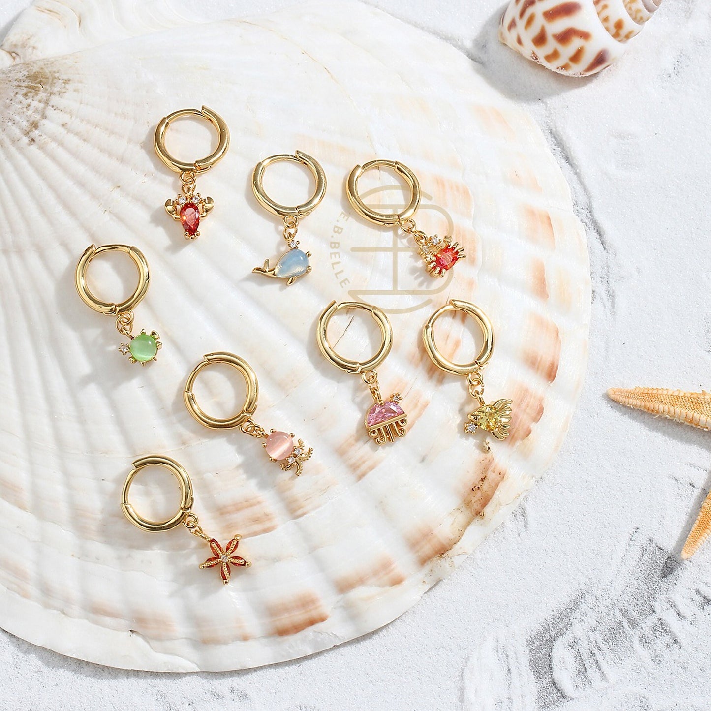 Gold Plated Crystals Earrings,18K Gold Plated drop fruit earrings,Fashion Cute Animal Drop Earrings, Designer Crystal Small Hoop Earrings